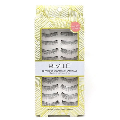 Revele 10 Pairs of Eyelashes With 1 Lash Glue