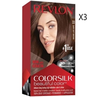 Revlon Colorsilk Beautiful Color Hair Dye 33 Dark Soft Brown 3 Packs