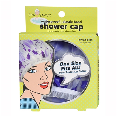 Spa Savvy Waterproof Elastic Band Shower Cap 1 Piece (Colors May Vary)