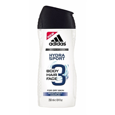 Adidas Hydra Sport 3 In 1 Body, Hair, & Face Wash for Men Dry Skin 8.4oz / 250ml