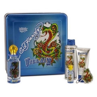 Ed Hardy Villain by Chrisitian Audigier for Men 4 Piece Gift Set