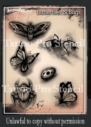 Wiser Pro Tattoo Stencils-- Butterflies and Bugs