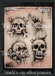 Wiser Pro Tattoo Stencils-- Skulls