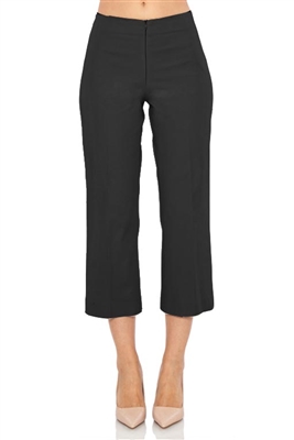 Stretch Cotton Front Zip Straight Capri | Natural