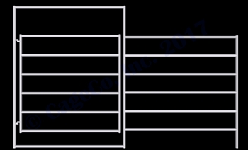 1-5/8 Horse Corral Gate 6-Rail: 12'W x 6'H