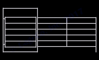 1-5/8 Horse Corral Gate Panel 6-Rail: 16'W x 6'H
