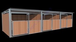 3 Stall Freestanding Box Stall Horse Shelter 12'D x 12'W