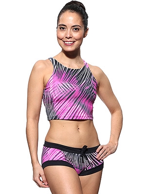 RIBEIRA CROP TOP PRINTS - Pink Plume - Large