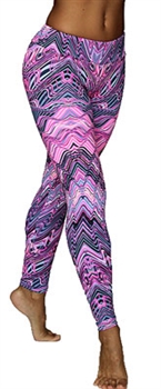 XIQUE XIQUE FULL LENGTH LEGGING PRINTS - Pink Wave - X-Small
