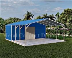 Carport With Storage Boxed Eave Style Metal Combo Unit 22' x 26' x 6'