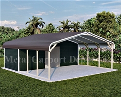 Carport With Storage Regular Style Metal Combo Unit 24' x 26' x 6'