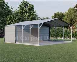 Carport With Storage Vertical Roof Style Metal Combo Unit 24' x 26' x 6'