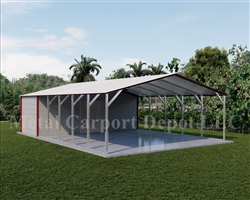 Carport With Storage Vertical Roof Style Metal Combo Unit 24' x 36' x 6'