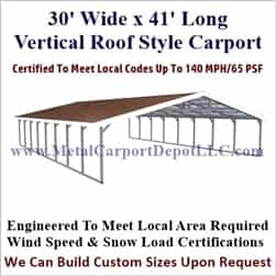 Triple Wide Boxed Eave Style Metal Carport 30' x 41' x 6'