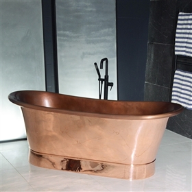 Sixty Seven Inch French Bateau Copper Jetted Bathtub with Polished Exterior