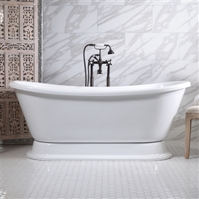 67in French Bateau Pedestal Bathtub and Faucet