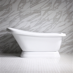 57in Acrylic Single Slipper Pedestal Tub with Base