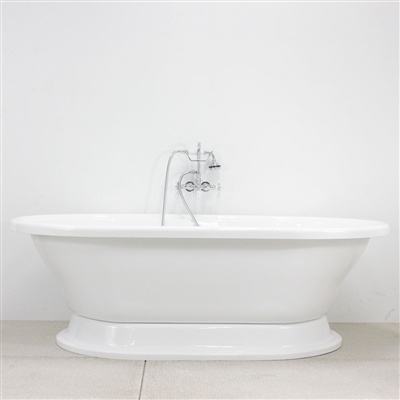 73in Acrylic Double End Pedestal Tub and Faucet