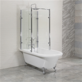 65 Inch 'Oasis' Clawfoot Tub with Glass Shower Enclosure