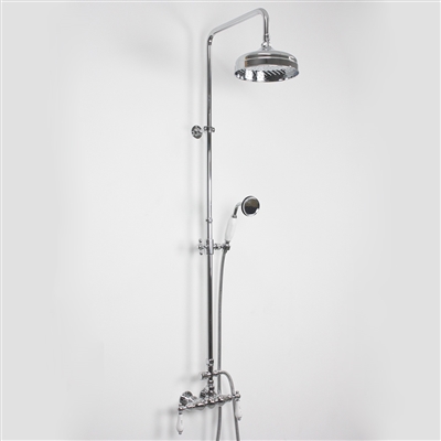 Baths of Distinction's Edwardian Exposed Vintage Wall Shower with Handheld Shower, shown here in Chrome.