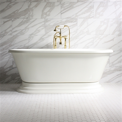 GIANFRANCO 67" White Acrylic Double End Pedestal Tub & Faucet Package | Baths Of Distinction