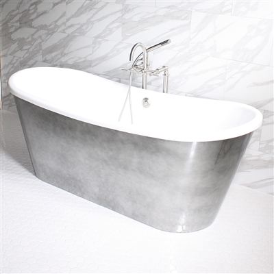 Ginevra73 Freestanding 73" Air Jetted Skirted Bateau Tub