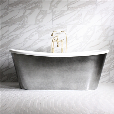 Ginevra 73in Acrylic Chrome French Bateau Tub