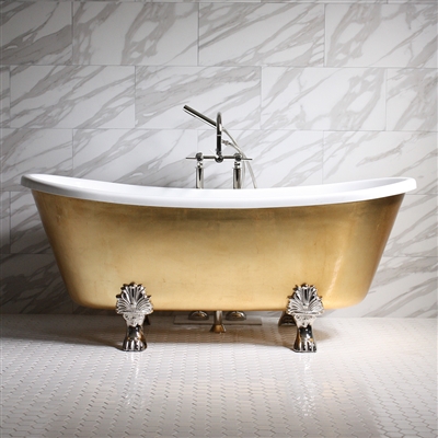 Ramesses 73in Acrylic White French Bateau Tub