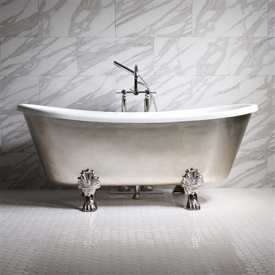 Simona 67in Acrylic Silver French Bateau Tub