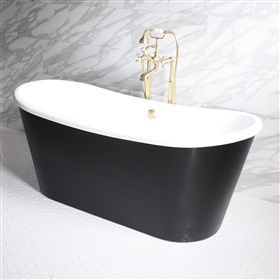 Sorrentino 67in Acrylic Black French Bateau Tub