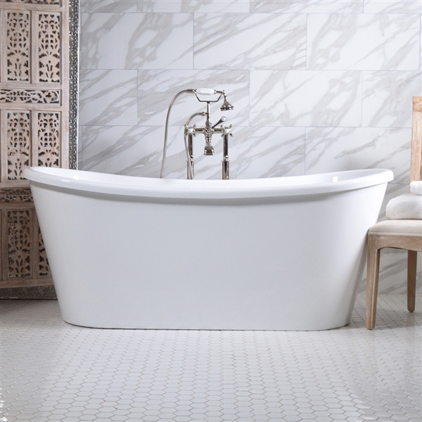 Verona 59in Acrylic White French Bateau Tub