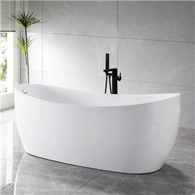 SanSiro Antium67E 67 x 32 inch End Drain High Gloss White ACRYLIC Freestanding Soaker Bathtub and Drain
