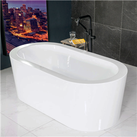 SanSiro Water Heated Augusta71CWH 71 x 34 inch Center Drain ACRYLIC Foam Insulated Freestanding Soaker Tub