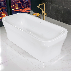 SanSiro 'Eclipse-SM67C' 67 inch Center Drain High Gloss White ACRYLIC Freestanding Soaker Bathtub and Drain