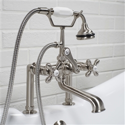 Deck mounted Victoriana vintage tub filler in Brushed Nickel