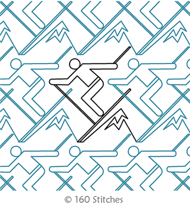 Digital Quilting Design Downhill Skier by 160 Stitches.