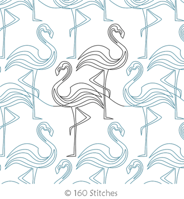 Digital Quilting Design Flamingos by 160 Stitches.