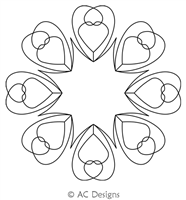 Digital Quilting Design Heart String Wreath by AC Designs.