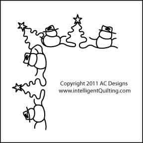 Digital Quilting Design Snowmen Border Corner by AC Designs.