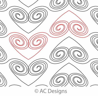 Digital Quilting Design Open Spiral Heart Panto by AC Designs.