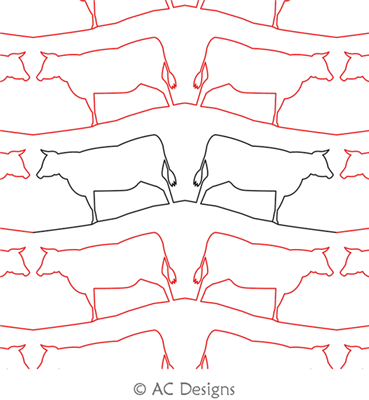 Cows Panto by AC Designs. This image demonstrates how this computerized pattern will stitch out once loaded on your robotic quilting system. A full page pdf is included with the design download.