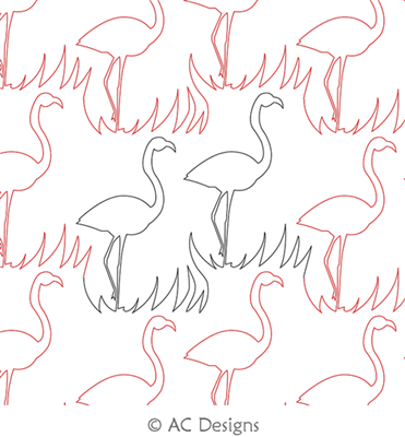 Flamingo Panto 2 by AC Designs. This image demonstrates how this computerized pattern will stitch out once loaded on your robotic quilting system. A full page pdf is included with the design download.