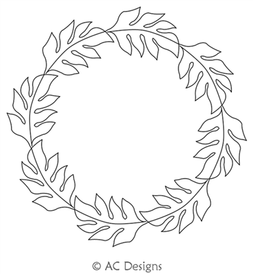 Large Leaf Wreath by AC Designs. This image demonstrates how this computerized pattern will stitch out once loaded on your robotic quilting system. A full page pdf is included with the design download.