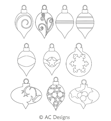 Ornament 1-10 Set by AC Designs. This image demonstrates how this computerized pattern will stitch out once loaded on your robotic quilting system. A full page pdf is included with the design download.