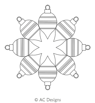 Ornament 4 Wreath by AC Designs. This image demonstrates how this computerized pattern will stitch out once loaded on your robotic quilting system. A full page pdf is included with the design download.