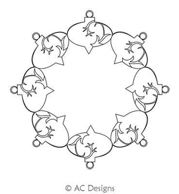 Ornament 8 Wreath by AC Designs. This image demonstrates how this computerized pattern will stitch out once loaded on your robotic quilting system. A full page pdf is included with the design download.