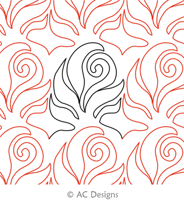 Swirl Leaf Curl Panto by AC Designs. This image demonstrates how this computerized pattern will stitch out once loaded on your robotic quilting system. A full page pdf is included with the design download.