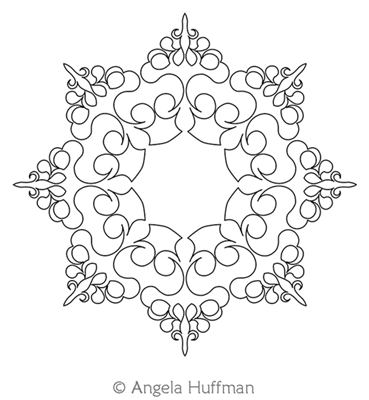 Hera Wreath by Angela Huffman. This image demonstrates how this computerized pattern will stitch out once loaded on your robotic quilting system. A full page pdf is included with the design download.