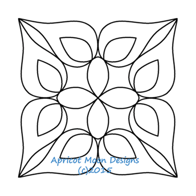 Digital Quilting Design Millie's Leaf Block by Apricot Moon.