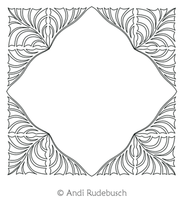 Digital Quilting Design Fantasy Fronds Diamond Frame 1 by Andi Rudebusch.